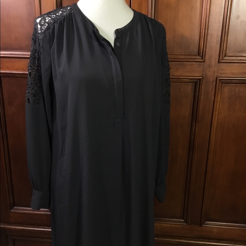 loft ann taylor womens gray shift dress lace shoul